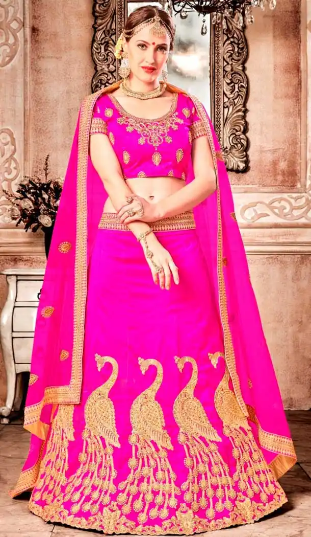 Shade Pink Color Banglori Silk Traditional Lehenga Choli | 360442765