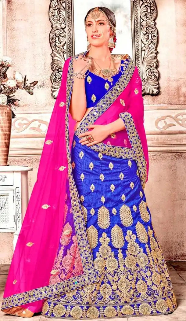 Navy Blue Color Banglori Silk Traditional Lehenga Choli | 360442767