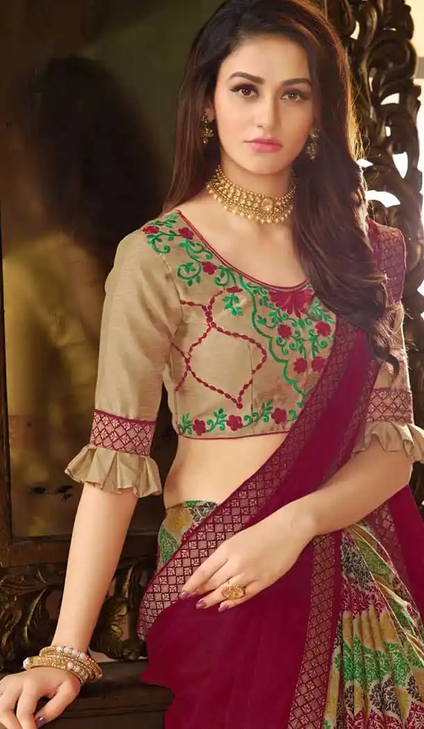 Magnificient Maroon Color Rangoli Georgette Saree | 361542942