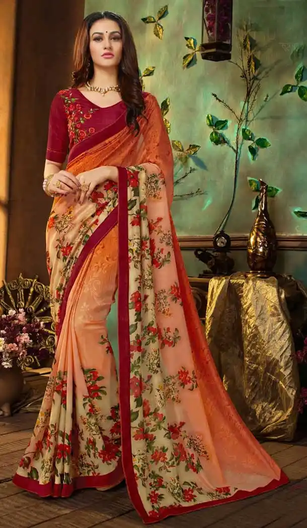 Mesmerizing Orange Color Rangoli Georgette Saree | 361542943