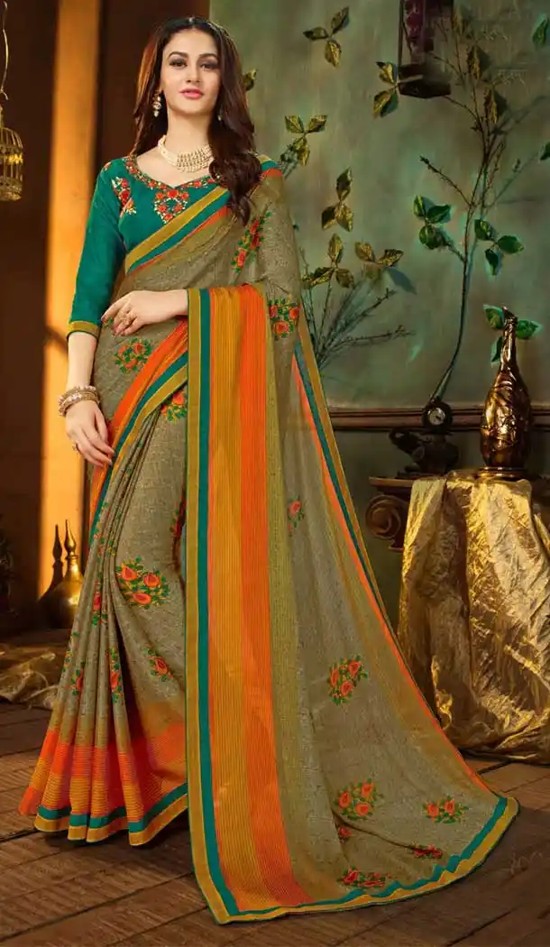 Exquisite Multi Color Rangoli Georgette Saree | 361542944