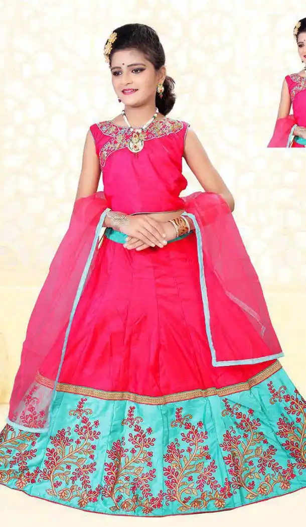 Pink Color Silk Kids Girl Elsa Ghagra Choli | 362042966