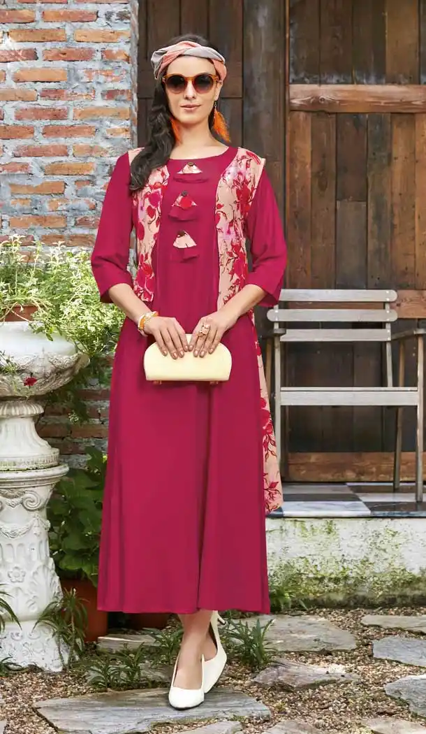 Red Color Heavy Rayon Trendy Designer Readymade Kurti | 366743571