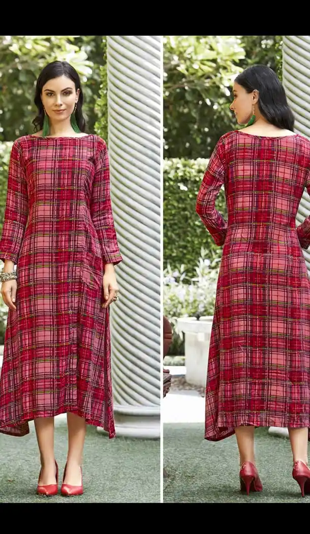 Red Color Heavy Rayon Trendy Designer Readymade Kurti | 366743581