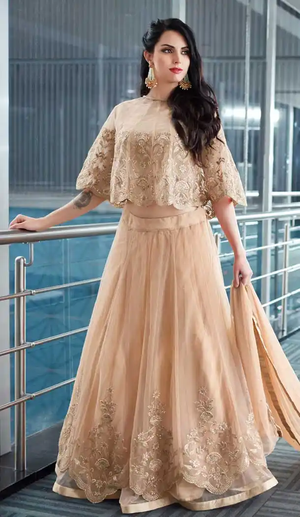 Beige Color Net Exclusive Heavy Designer Lehenga Suit | 364943369