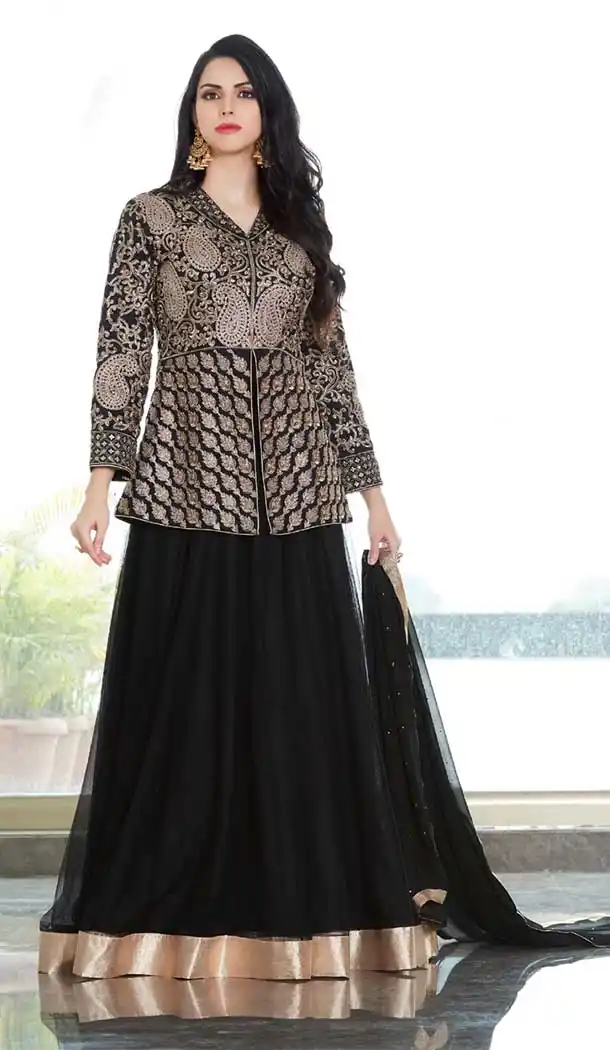 Black Color Albela Satin Exclusive Heavy Designer Lehenga Suit | 364943371