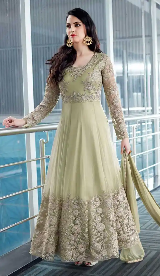 Green Color Net Exclusive Heavy Designer Lehenga Suit | 364943373