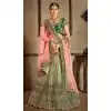 Green Color Naylon Satin Stone Work Wedding Lehenga | 365943464
