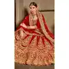 Red Color Velvet Stone Work Wedding Lehenga | 365943466