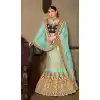 Sky Blue Color Naylon Satin Stone Work Wedding Lehenga | 365943467