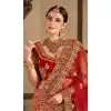 Red Color Velvet Stone Work Wedding Lehenga | 365943468
