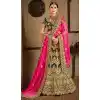 Green Color Naylon Satin Stone Work Wedding Lehenga | 365943470