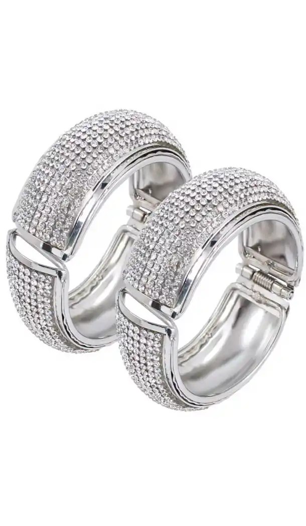 Silver Color Alloy Diamond Kada Style Bangles | 367343658