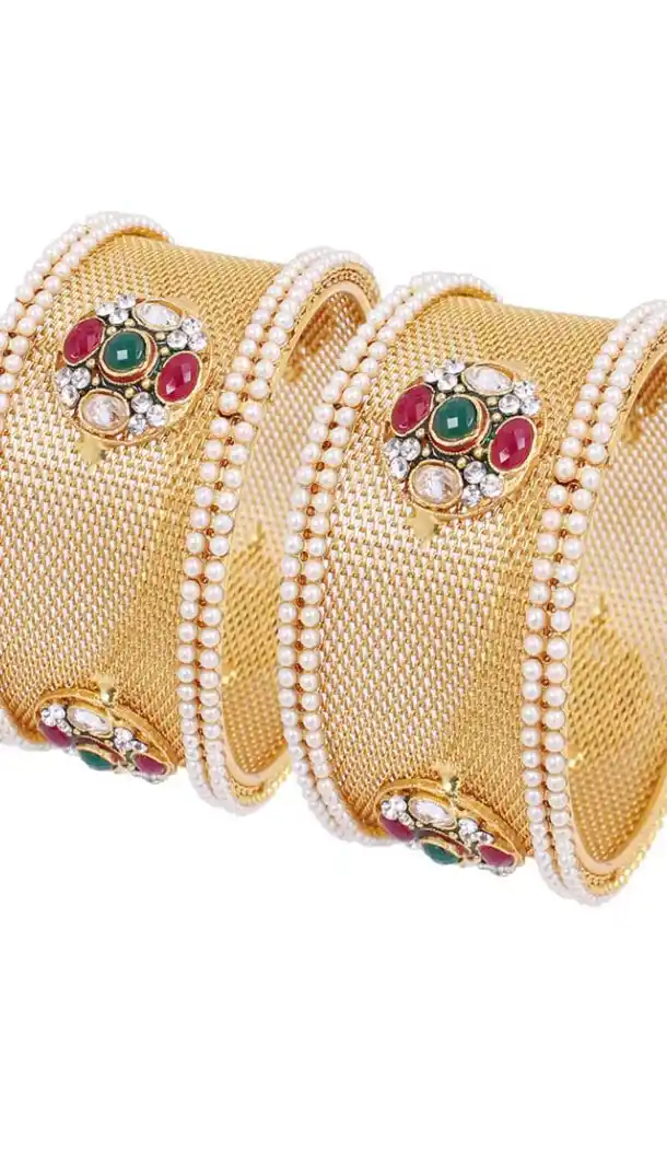 Contemporary Gold Color Gold Plated Kada Style Bangles | 367343661
