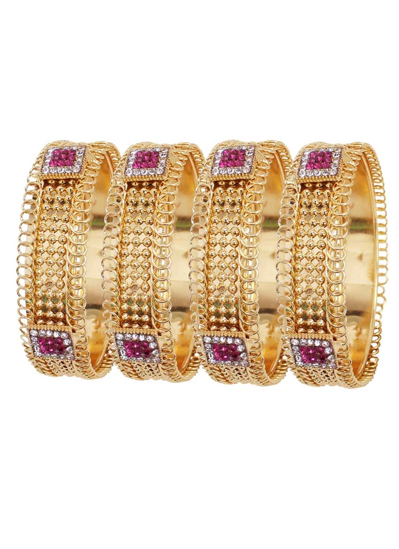 Divine Gold Color Gold Plated Kada Style Bangles | 367343666