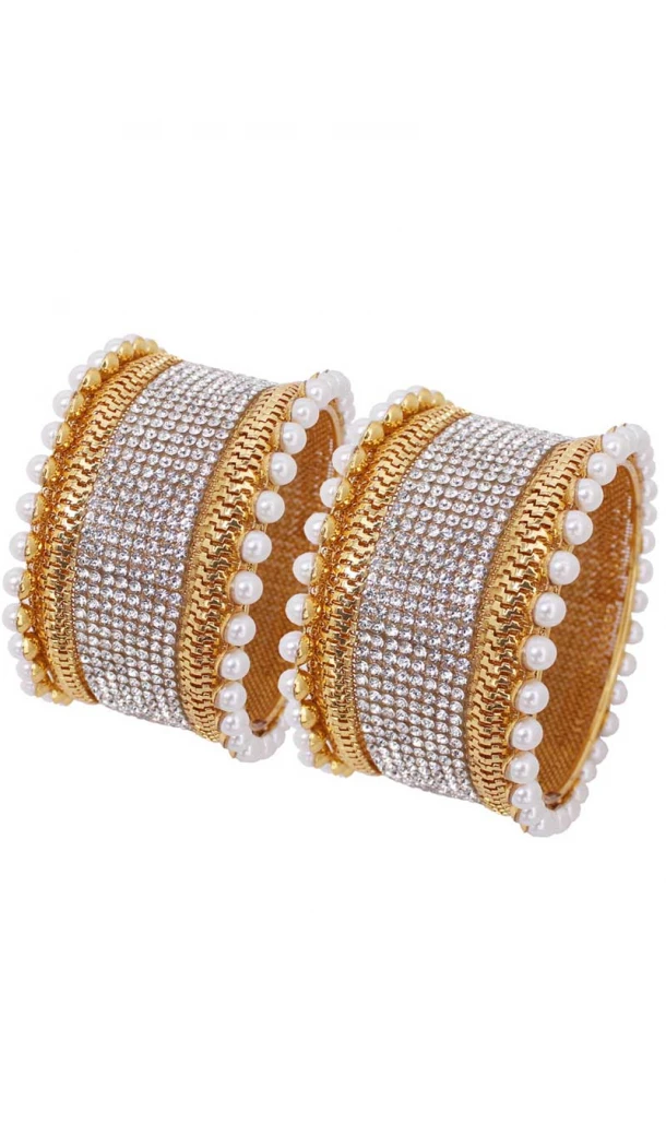 Sparkling Gold Color Gold Plated Kada Style Bangles | 367343668