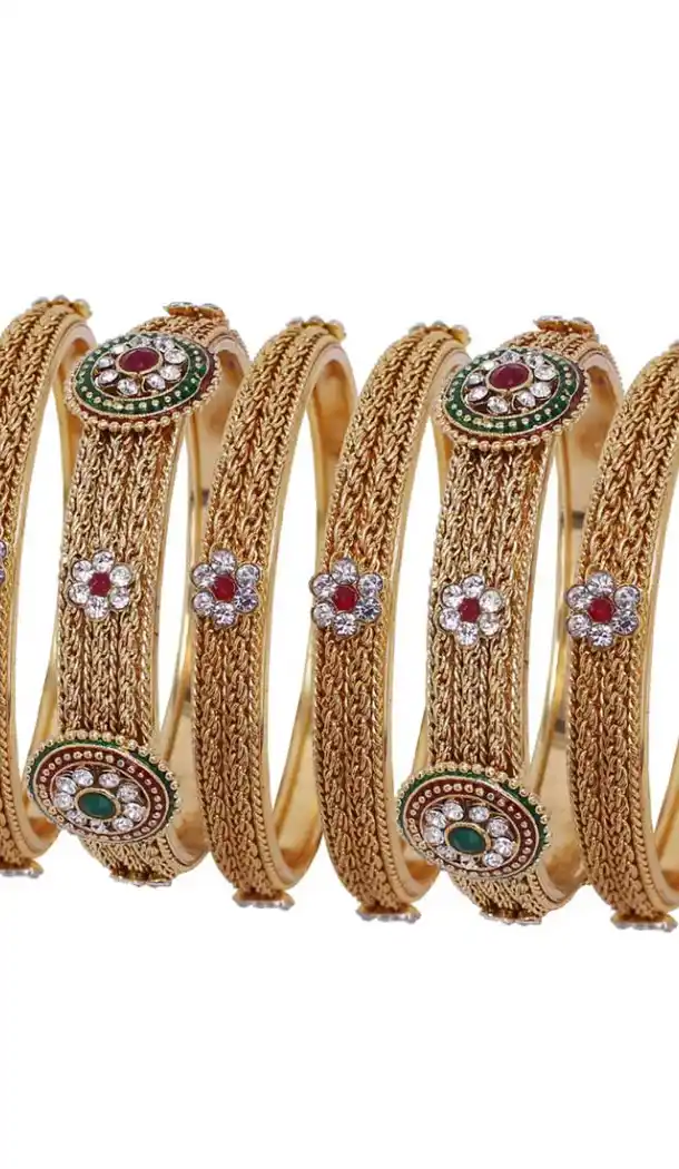 Aesthetic Gold Color Alloy Gold Plated Kada Style Bangles | 367343670