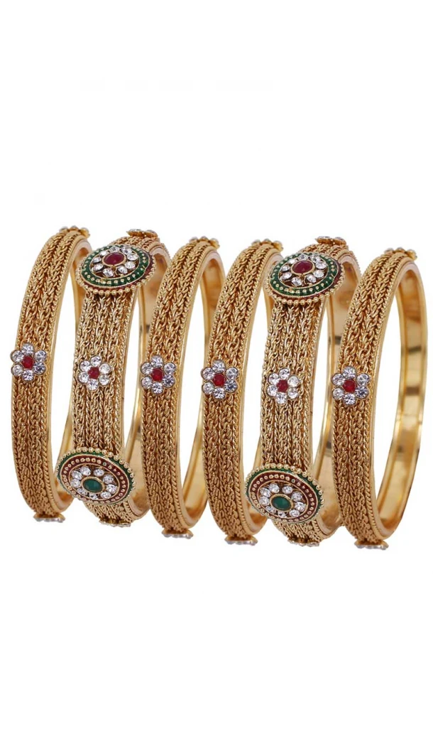 Aesthetic Gold Color Alloy Gold Plated Kada Style Bangles | 367343670
