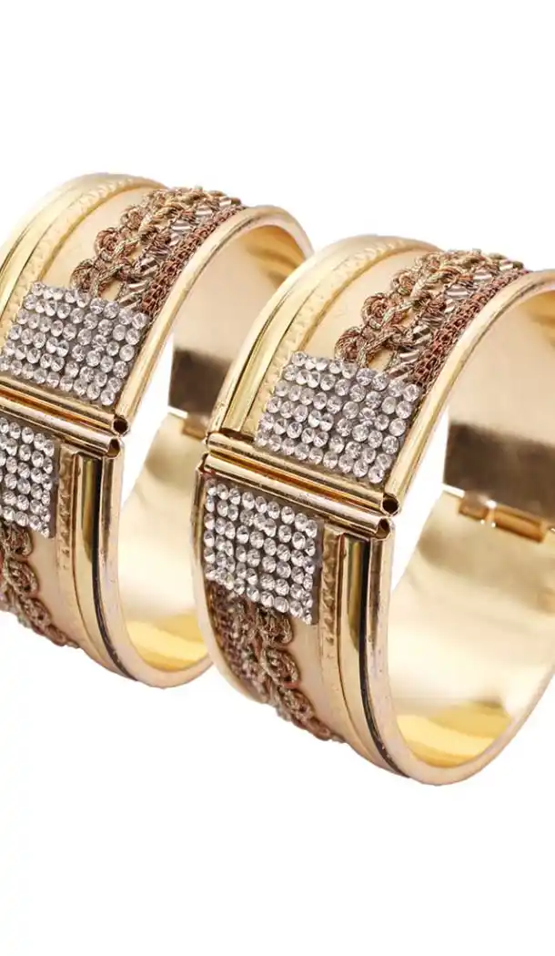 Attractive Gold Color Alloy Gold Plated Kada Style Bangles | 367343671