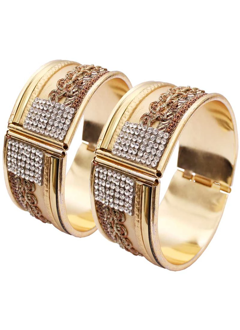 Attractive Gold Color Alloy Gold Plated Kada Style Bangles | 367343671