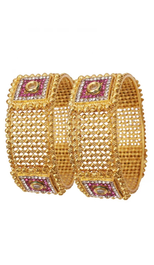 Traditional Gold Color Alloy Gold Plated Kada Style Bangles | 367343674