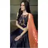 Navy Blue Color Heavy Tapeta Sarteen Silk Designer gown | 369844173