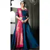 Blue Color Heavy Tapeta Sarteen Silk Designer gown | 369844174