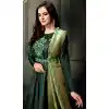 Green Color Heavy Tapeta Sarteen Silk Designer gown | 369844175