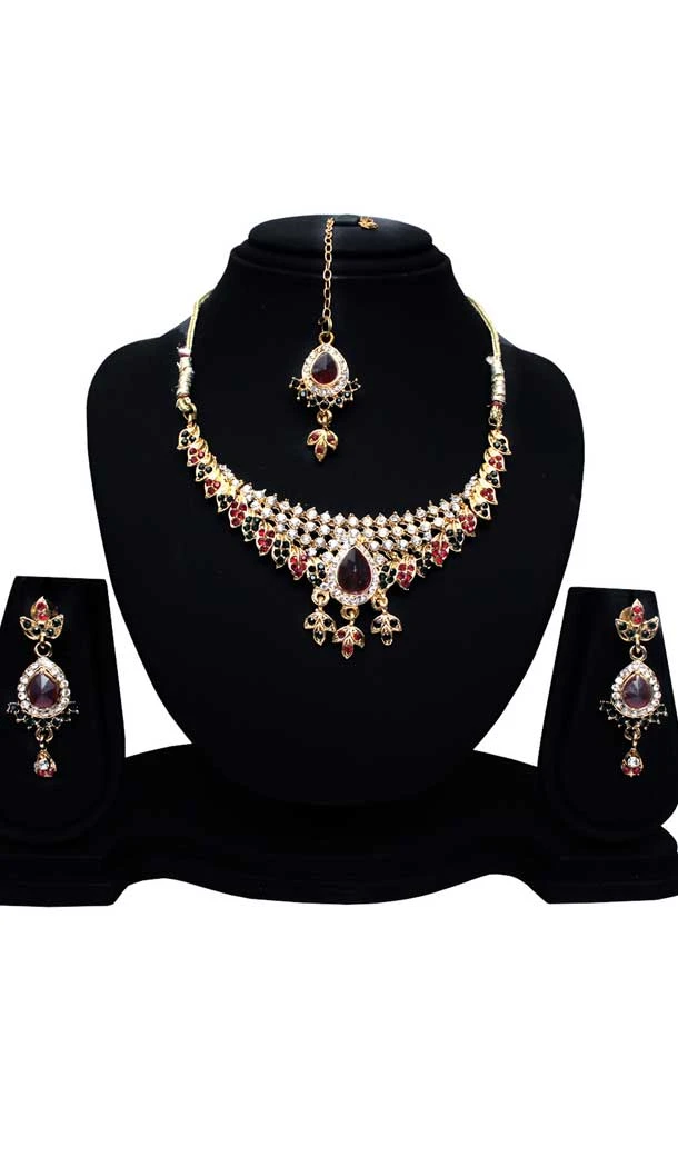 New Design Maroon Color Imitation Necklace For Women's | 368043886