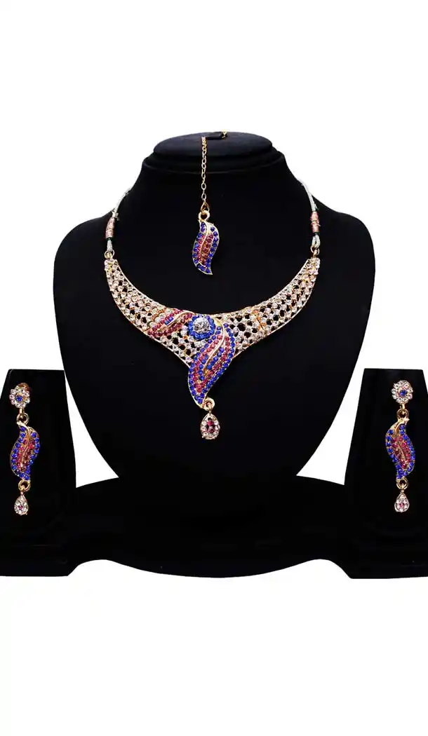 Women Blue & Red Color Alloy Imitation Necklace | 368043897