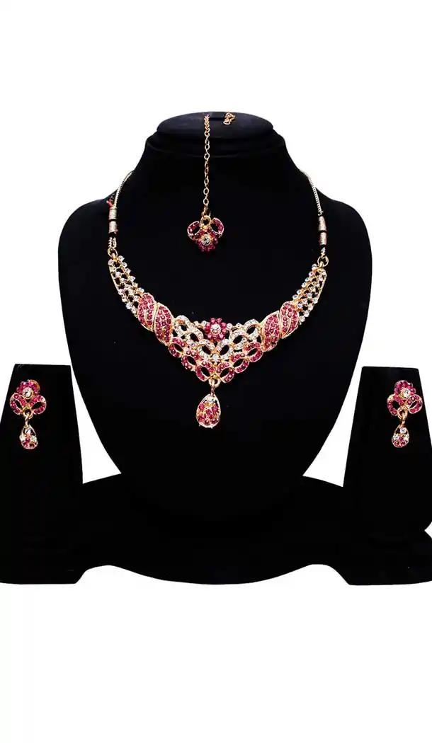 Women Pink Color Alloy Imitation Necklace | 368043898