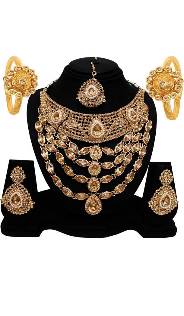 Yallow & Golden Color Gold Plated Wedding Necklace | 368043911