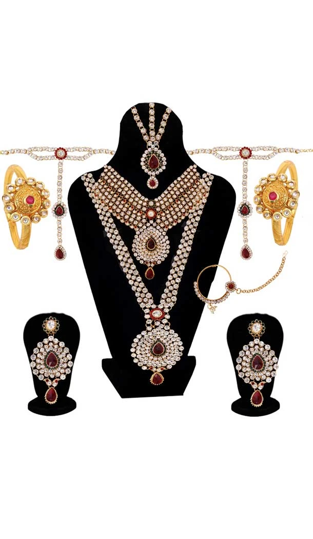Women's Wedding Golden & Silver Color Dulhan Necklace | 368043919