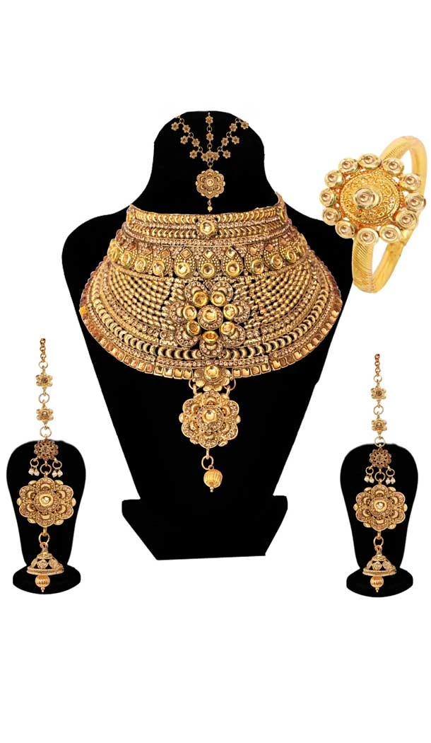 Perfect Wedding Fashion Golden Color Dulhan Necklace | 368043924