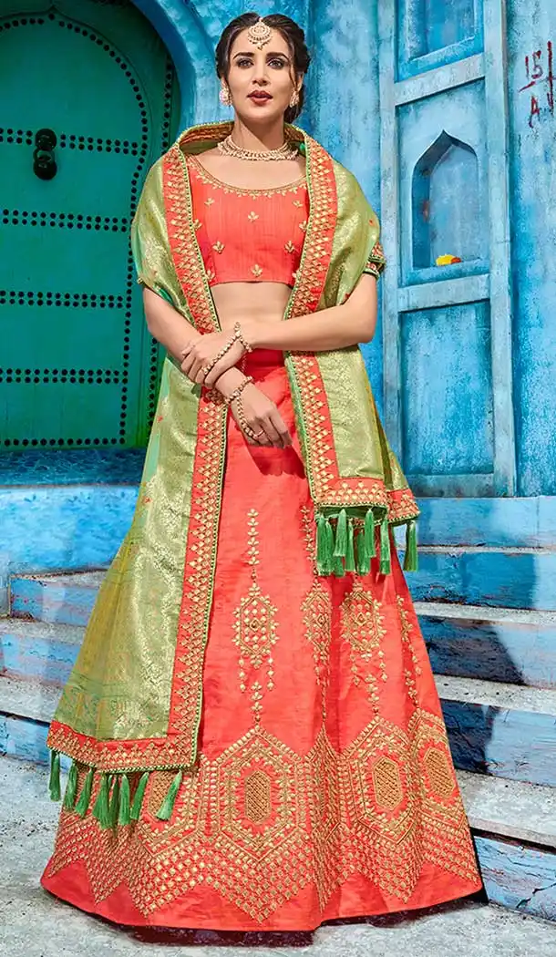 Dazzling Diva Red Color Tsilk Gotapatti Lehenga Choli | 372644483