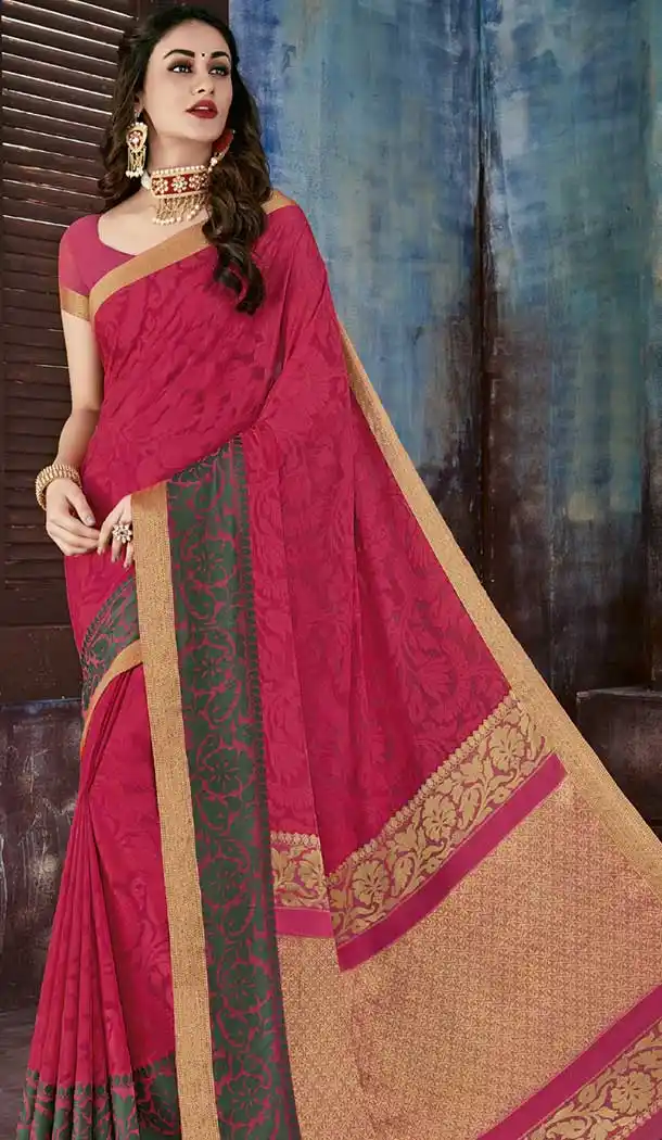 Attractive Pink Color Chiffon Jaquard Party Wear Saree | 374244687