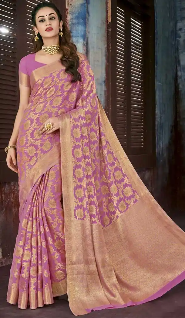 Magenta Color Chiffon Jaquard Party Wear Saree | 374244699