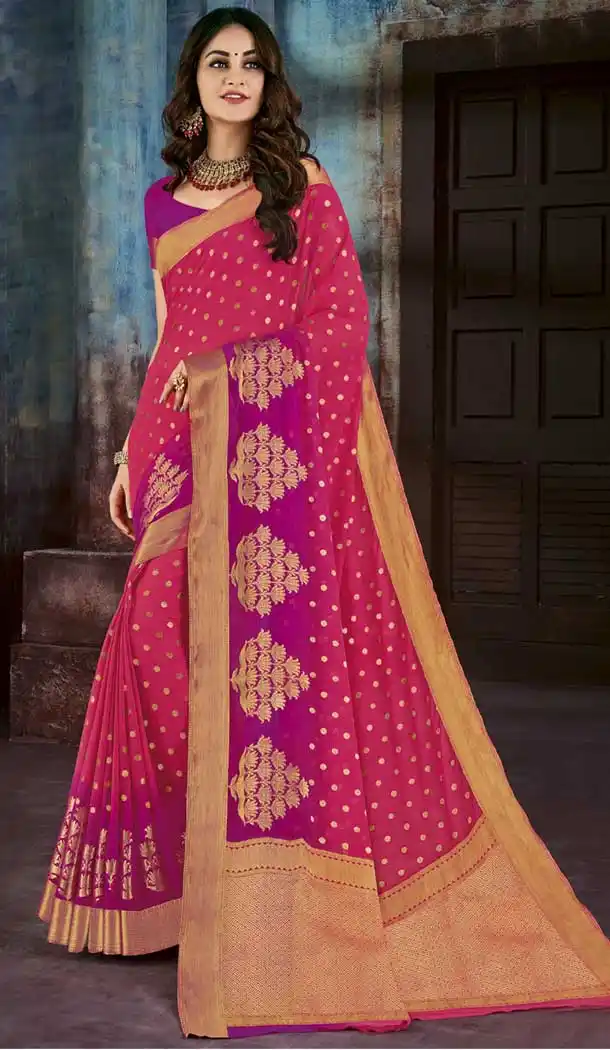 Traditional Pink Color Chiffon Jaquard Party Wear Saree | 374244701