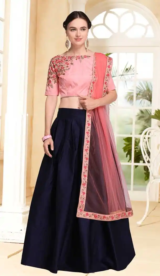 Black Color Silk Embroidery A Line Lehenga Choli | 375144821