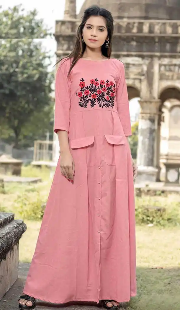 Captivating Pink Color Fancy Long Designer Kurti | 375344834
