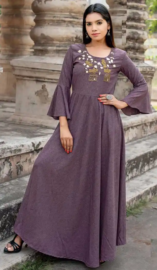 Chic Purple Color Fancy Long Designer Kurti | 375344836