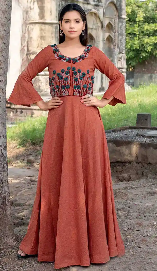 Ethnic Maroon Color Fancy Long Designer Kurti | 375344838