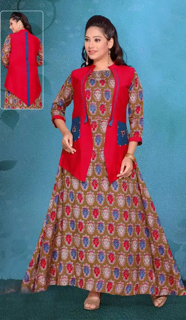Aesthetic Brown Color Chanderi Pakistani Style Readymade Kurtis | 374444745