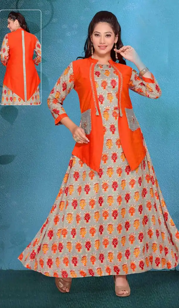 Alluring Grey Color Chanderi Pakistani Style Readymade Kurtis | 374444746