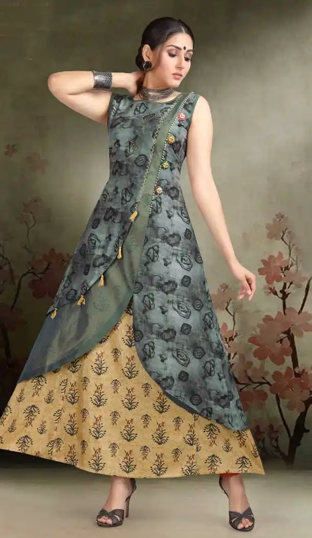 Brown Color Checkmate Pakistani Style Readymade Kurtis | 374444755