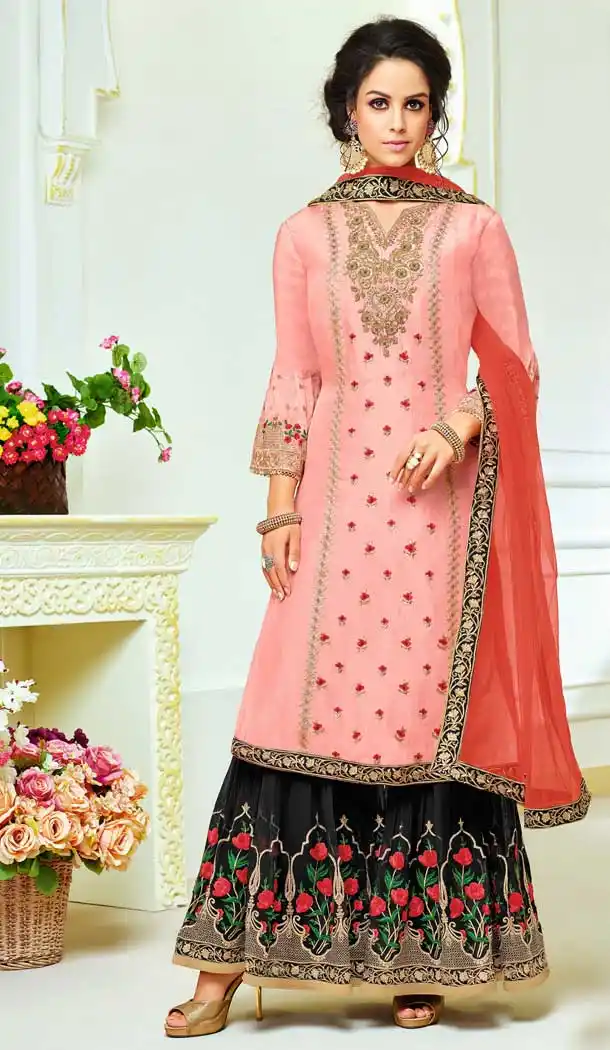 Pink Color Upada Silk Punjabi Style Plazzo Salwar Suit | 376744990