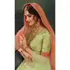 Latest Green Color Pure Silk Indo Western Lehenga Choli | 376544966