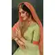Latest Green Color Pure Silk Indo Western Lehenga Choli | 376544966