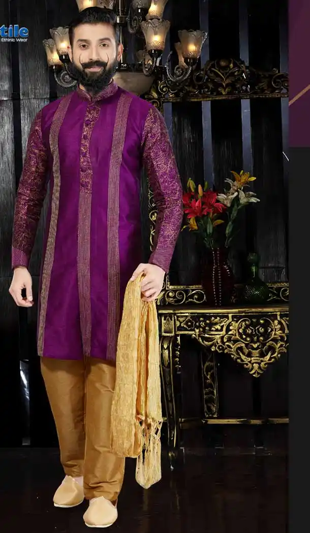 Purple Color Art Dupion Wedding Wear Readymade Kurta pajama | VOL1-102