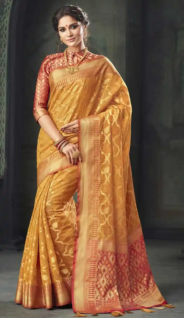 Exotic Gold Color Kota Silk Woven Casual Saree | 376244924